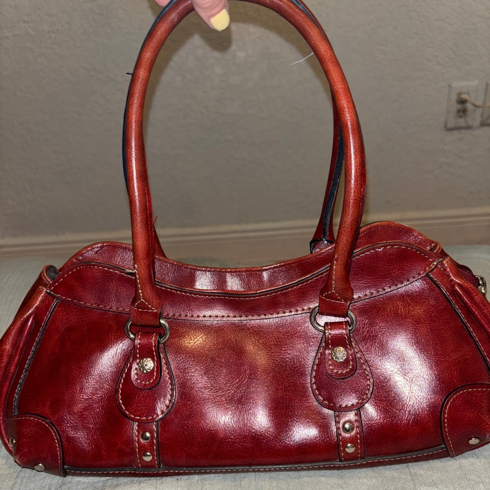 Rina Rich Deep Red Leather Purse Y2K